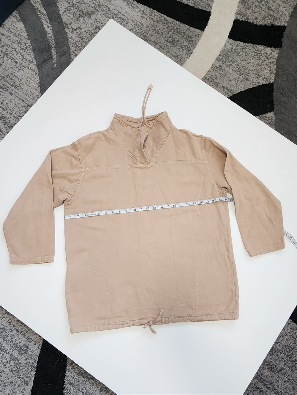 Soft Surroundings Beige Linen Blend Drawstring Pullover Top Size L